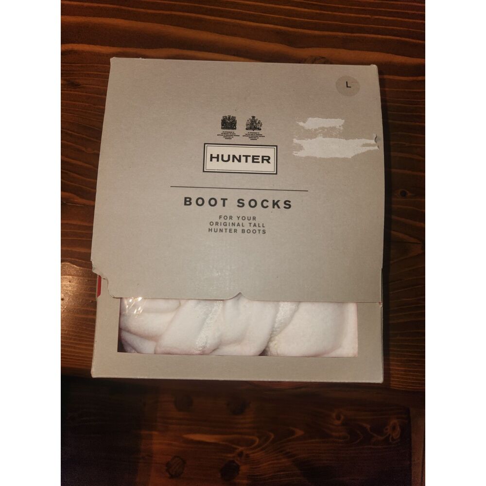 Hunter Boot Socks Womens L White Fleece Tall Wellington Rain Boot Inserts NWT